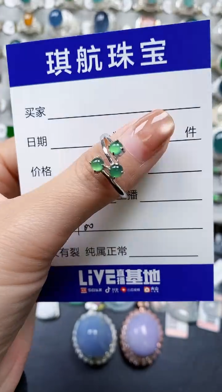 【闪购商品】翡翠戒指银S925镶嵌0400