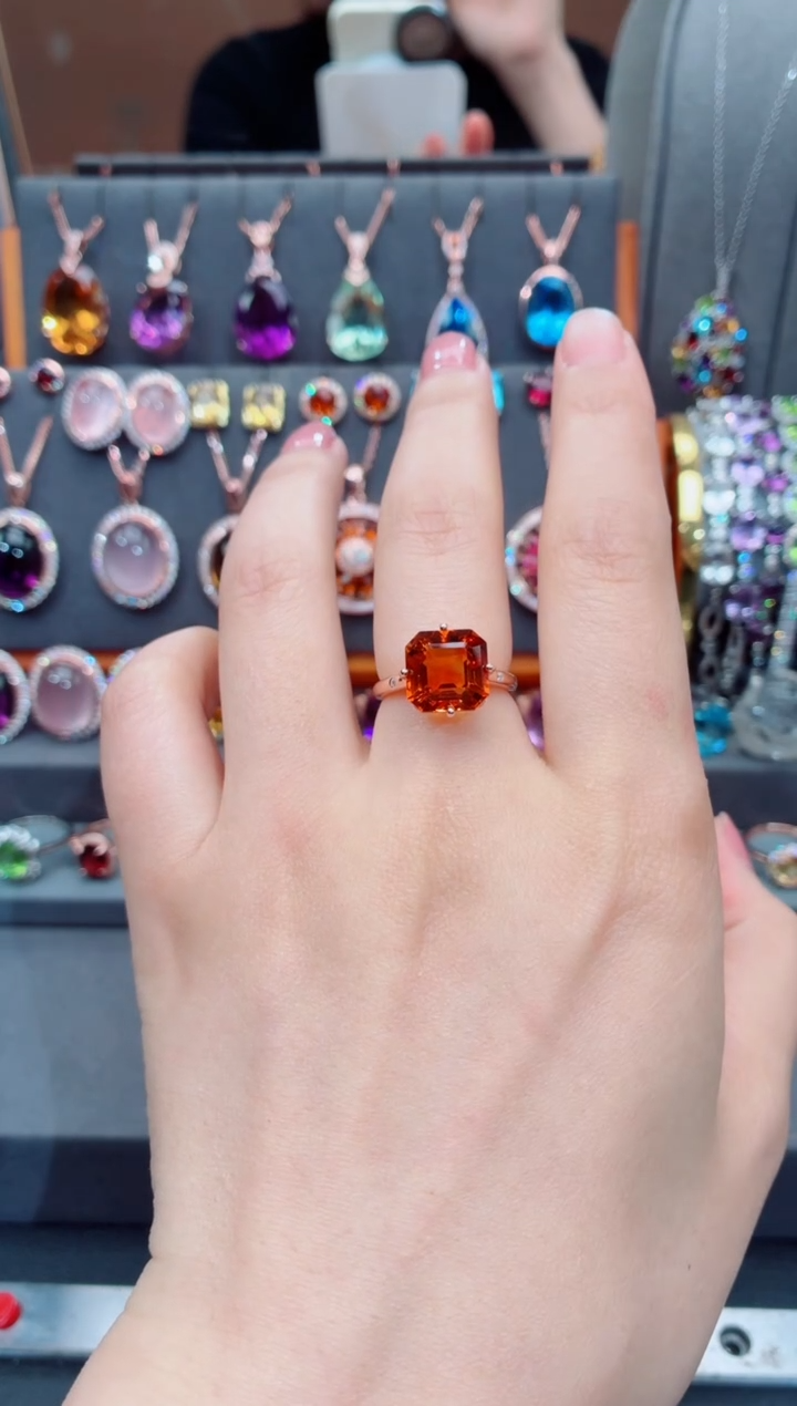 银S925镶嵌戒指黄晶黄晶戒指