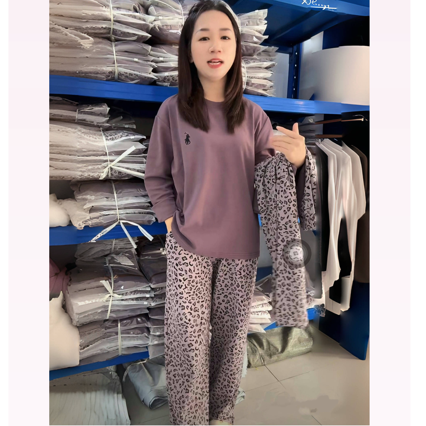 秋冬女士双面加厚棉（长袖长裤）休闲家居服可外穿百搭不起球豹纹