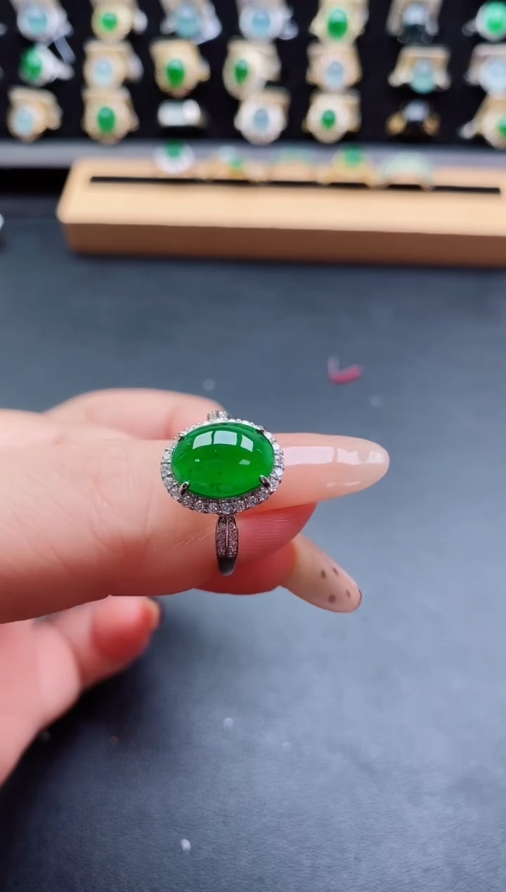 银S925镶嵌戒指翡翠1