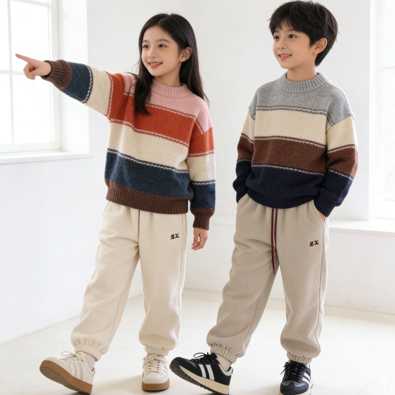 24809高端专享冬款儿童休闲裤卡其