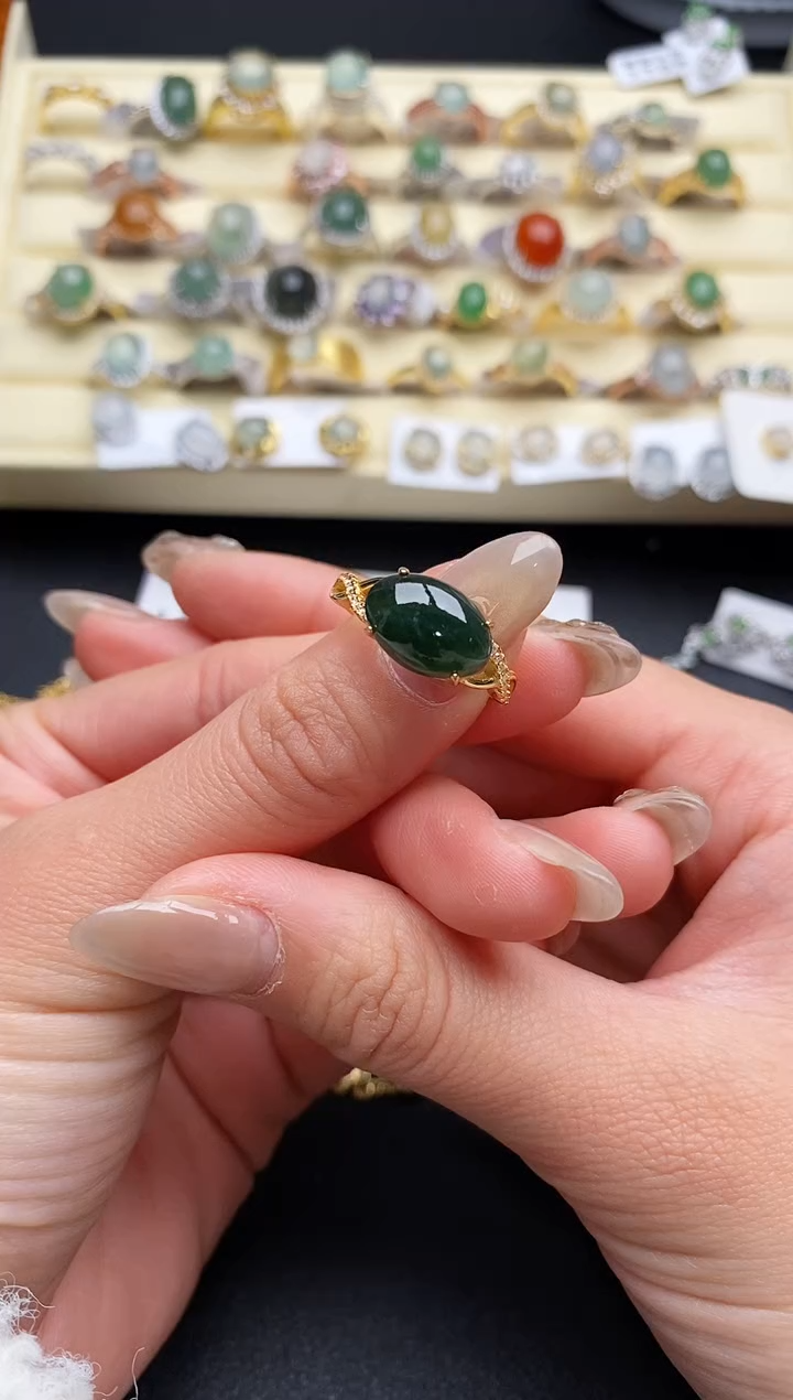 【闪购商品】翡翠戒指银S925镶嵌77777777+6