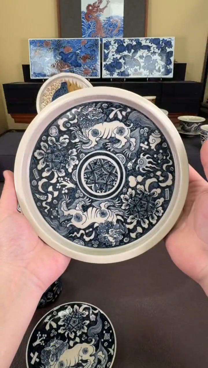 【闪购商品】二号釉双狮纹壶承