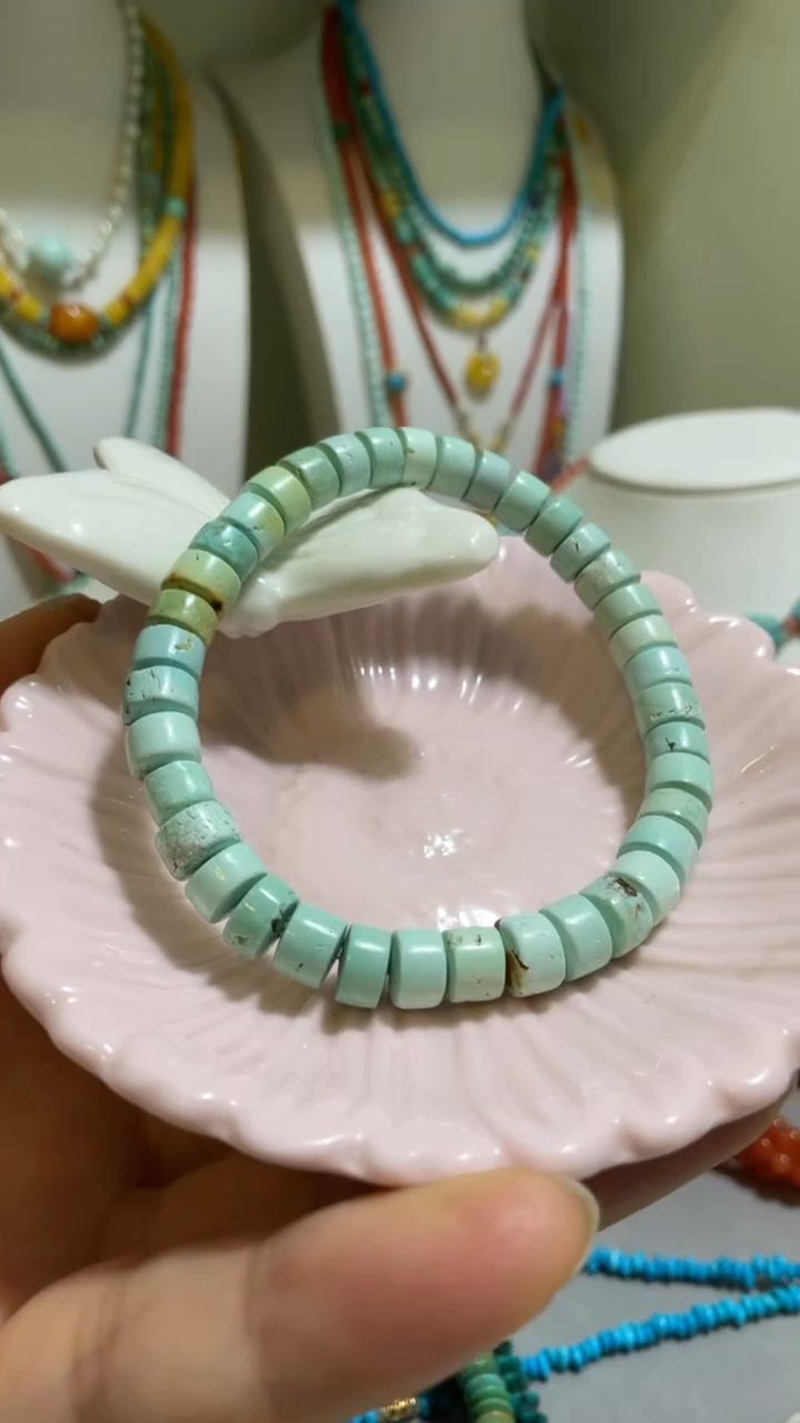 未镶嵌绿松石珠宝奇石6.8mm直切手串