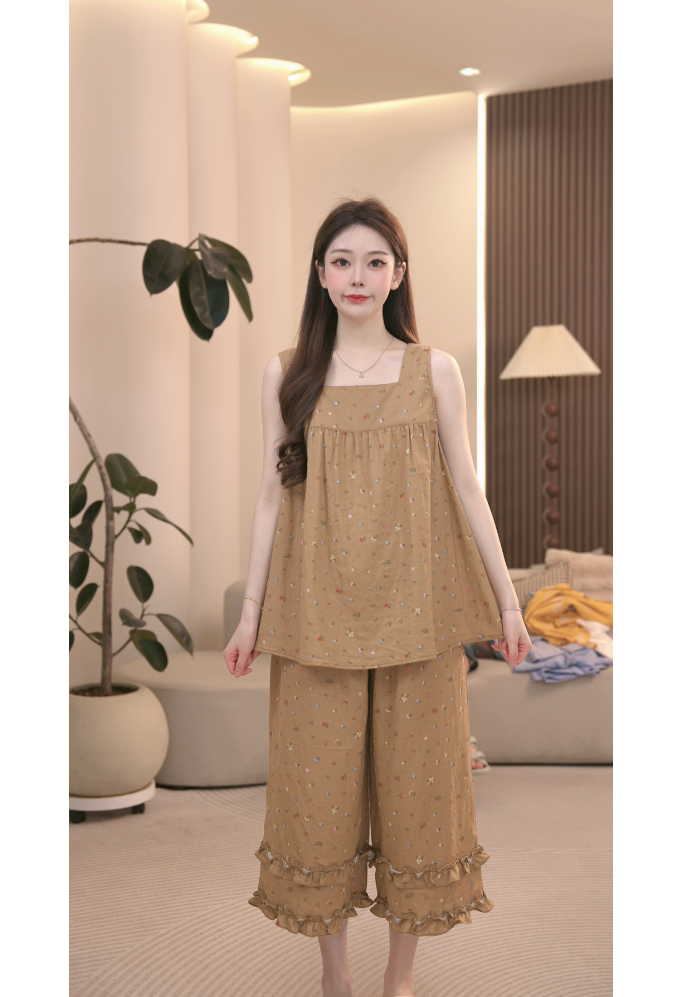 DM定制【棕笺】设计款夏季家居宽松服套装