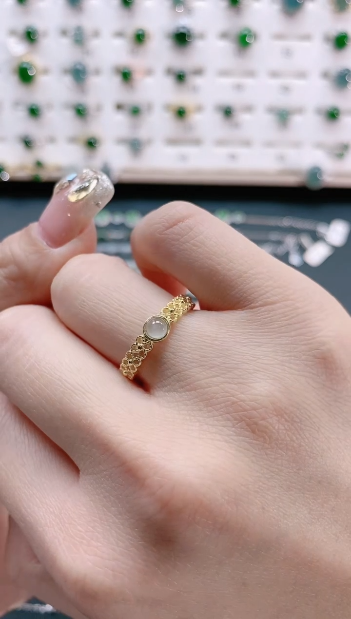 【闪购商品】翡翠戒指银S925镶嵌天然翡翠