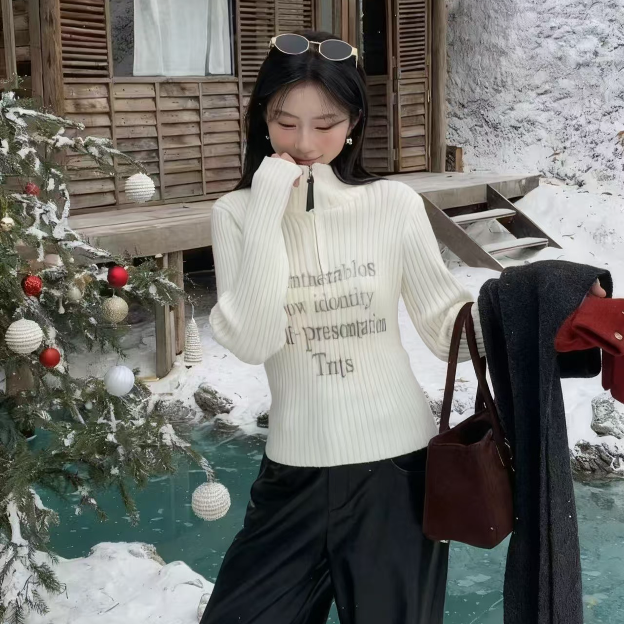 秋季印花网红字母毛针织衫套头款上衣针织衫套头长袖