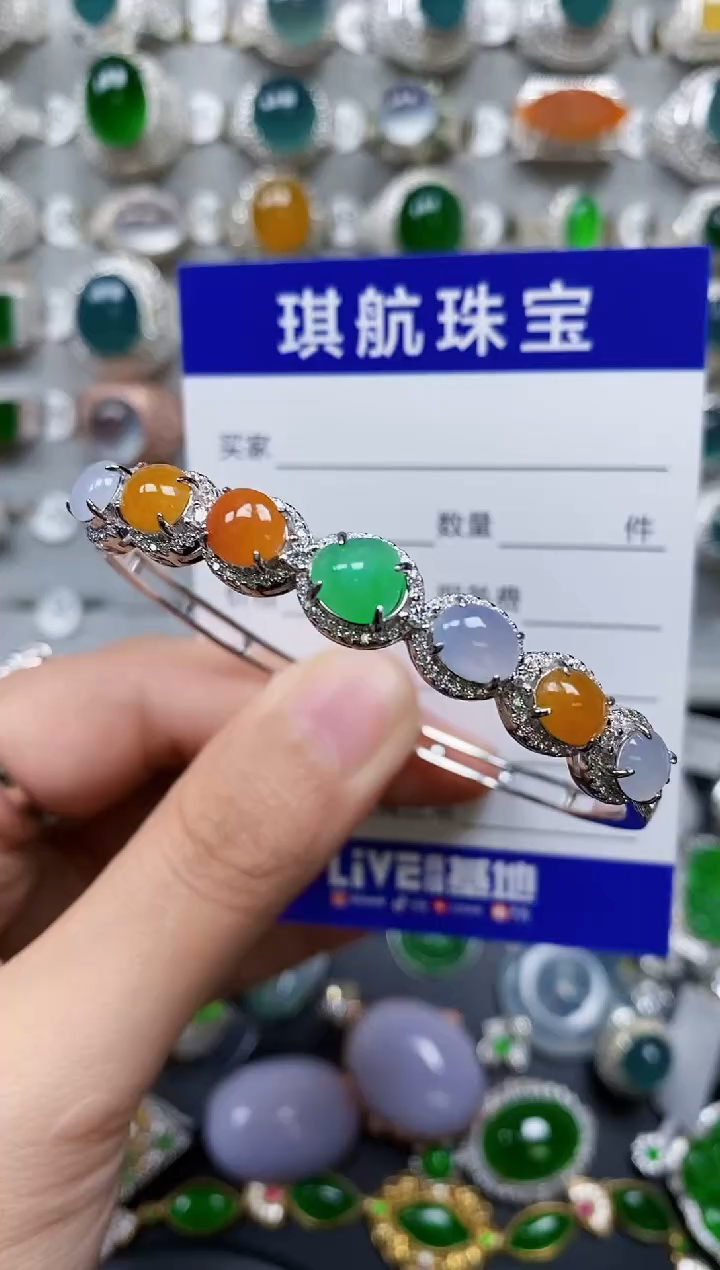 【闪购商品】翡翠手镯银S925镶嵌0659