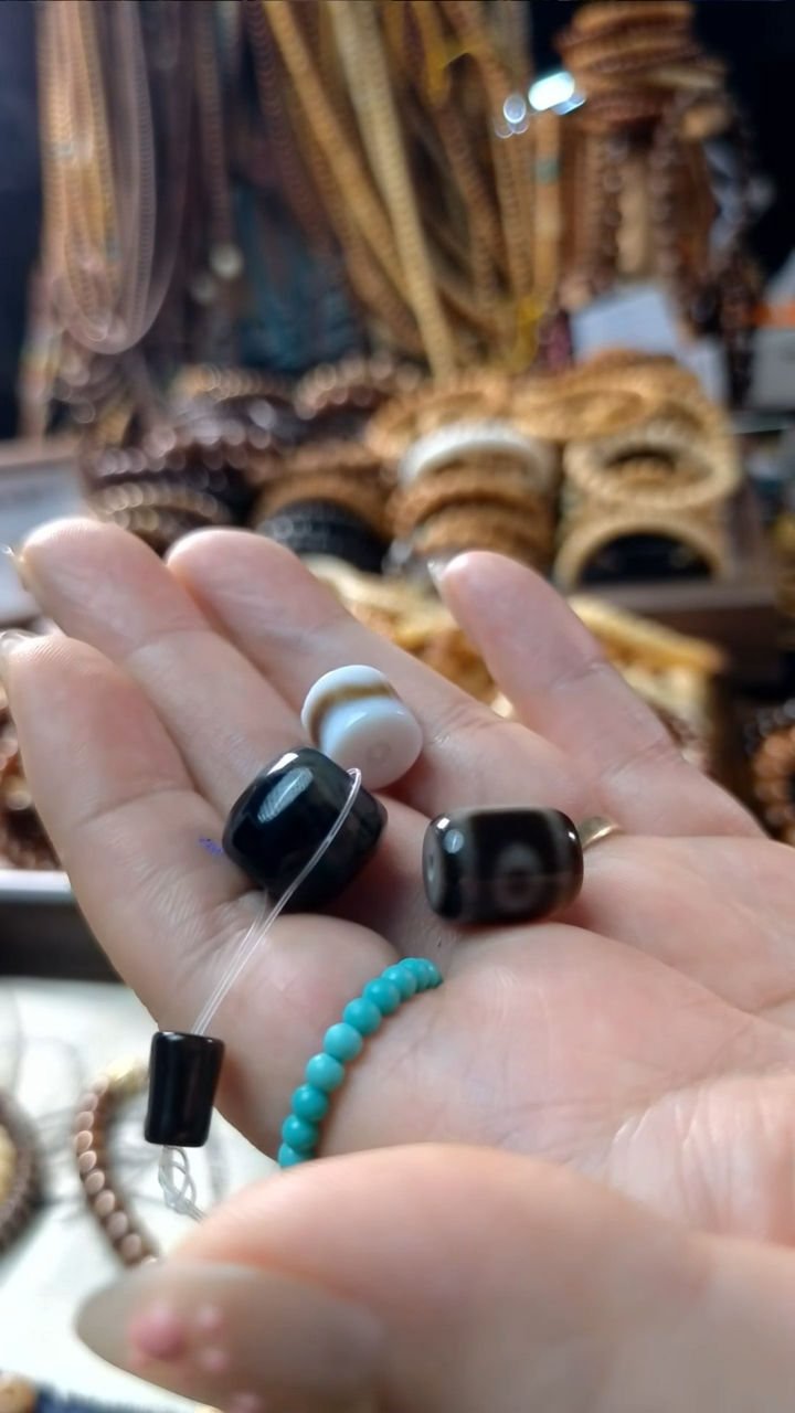 菩提根/象牙果吊坠黑色三通配饰一组