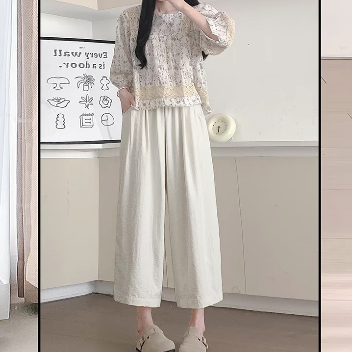 夏季新款清凉休闲八分萝卜裤-7289