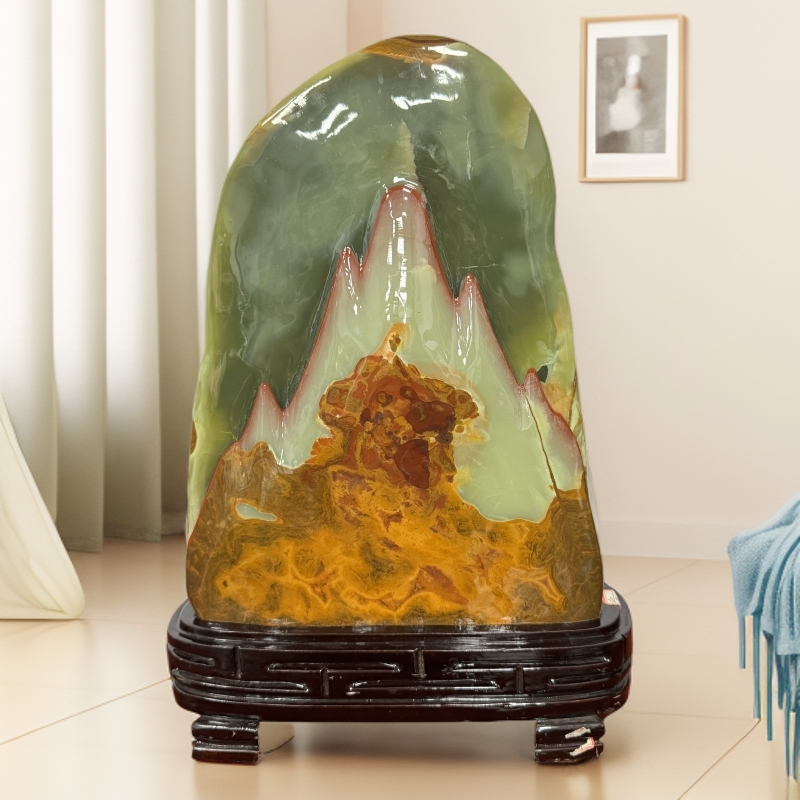 古青靠山家居摆件客厅玄关办公室桌面酒店前台高档摆设祝福礼品