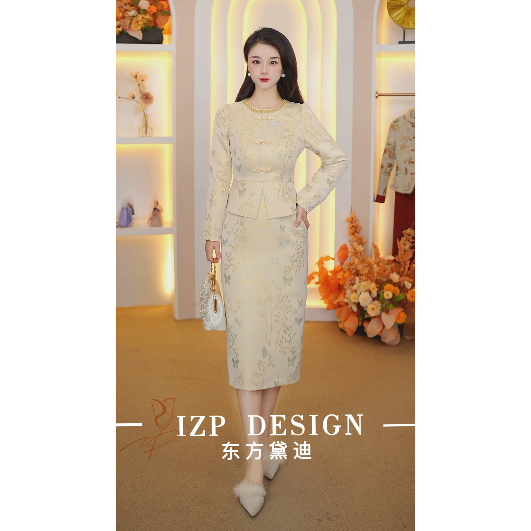 东方黛迪  新中式优雅高级气质复古春季新款连衣裙PO73618