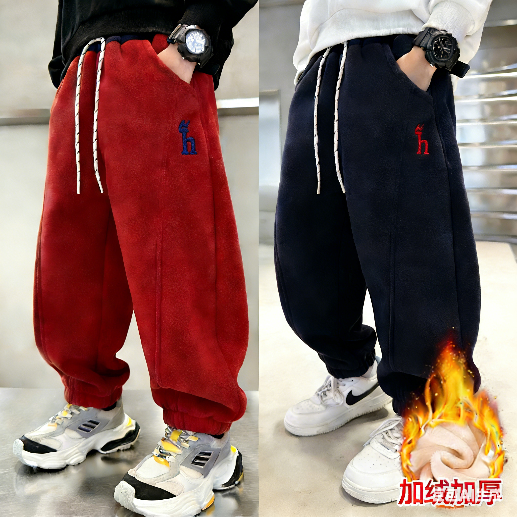 [加绒加厚]男童女童冬季松紧带裤子冬装休闲保暖过冬巨厚加绒裤