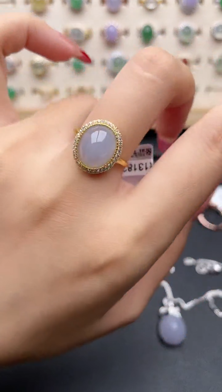 【闪购商品】翡翠戒指银S925镶嵌一物一证一礼盒