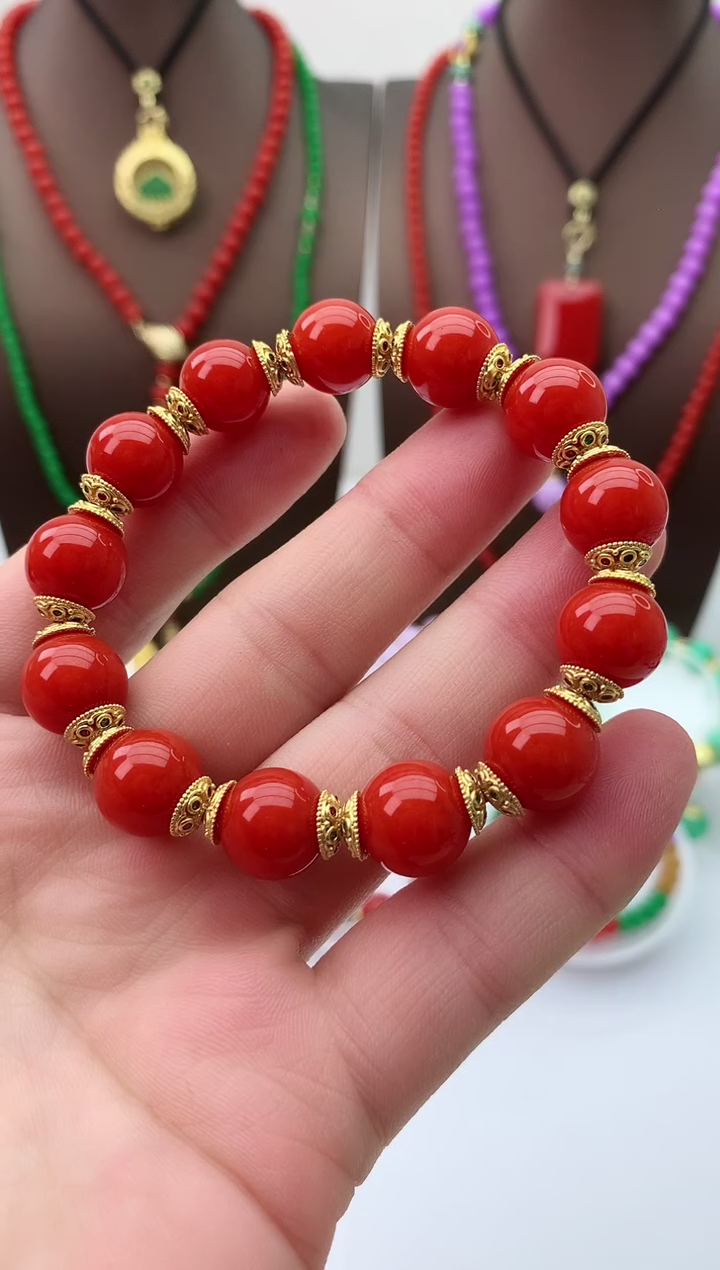 【闪购商品】翡翠手链14K金镶嵌S113手链