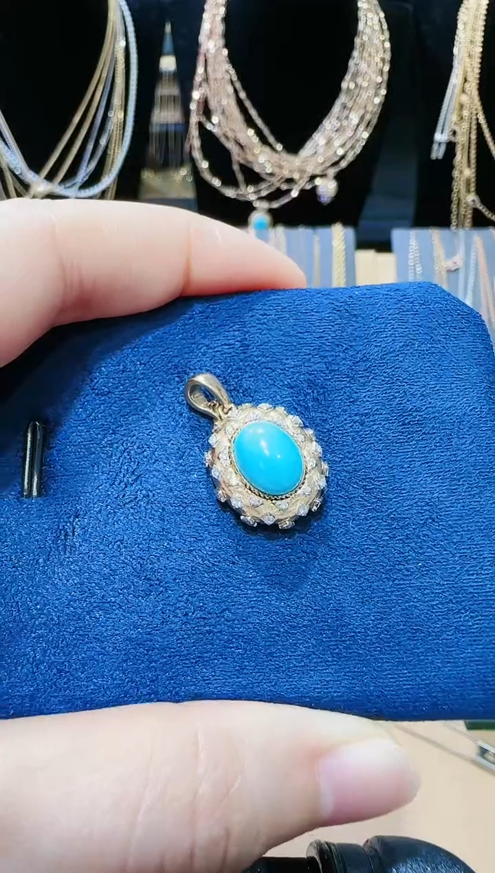 【闪购商品】绿松石吊坠18K金镶嵌单吊坠不含链