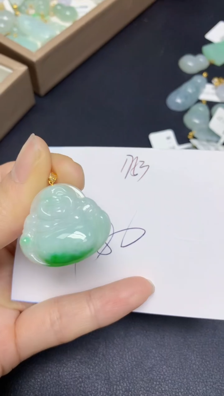 【闪购商品】翡翠18K金镶嵌挂件天然翡翠A货