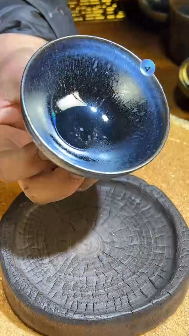 【闪购商品】茶盏田老师柴烧建盏 矮束口银光