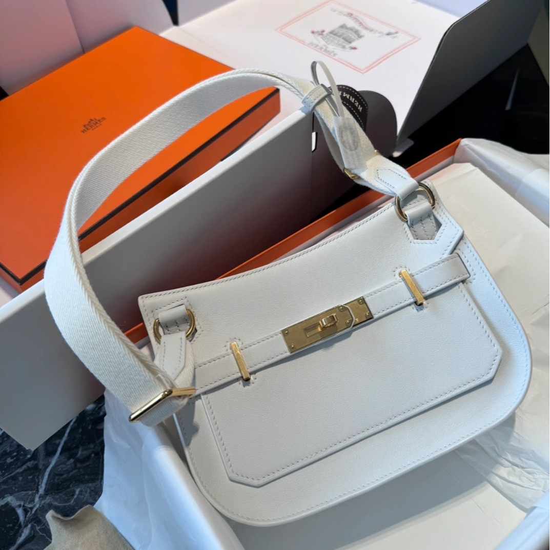 未使用 Hermes/爱马仕 【念念】吉普赛 mini 新白色 EC皮 B刻 金扣