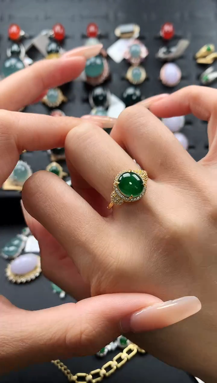 【闪购商品】翡翠戒指银S925镶嵌3765476548748