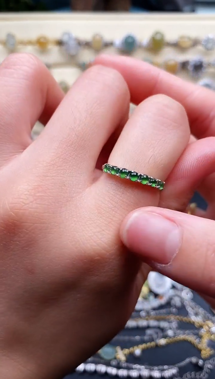 翡翠戒指银S925镶嵌11111111+7