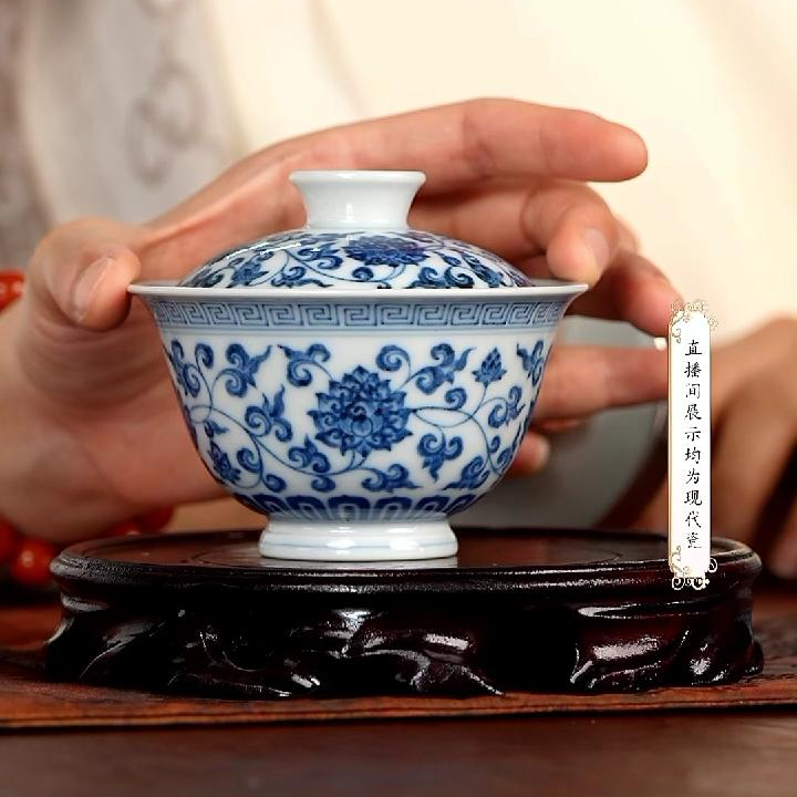 【小乔赏瓷】景德镇手工柴窑布一窑缠枝盖碗