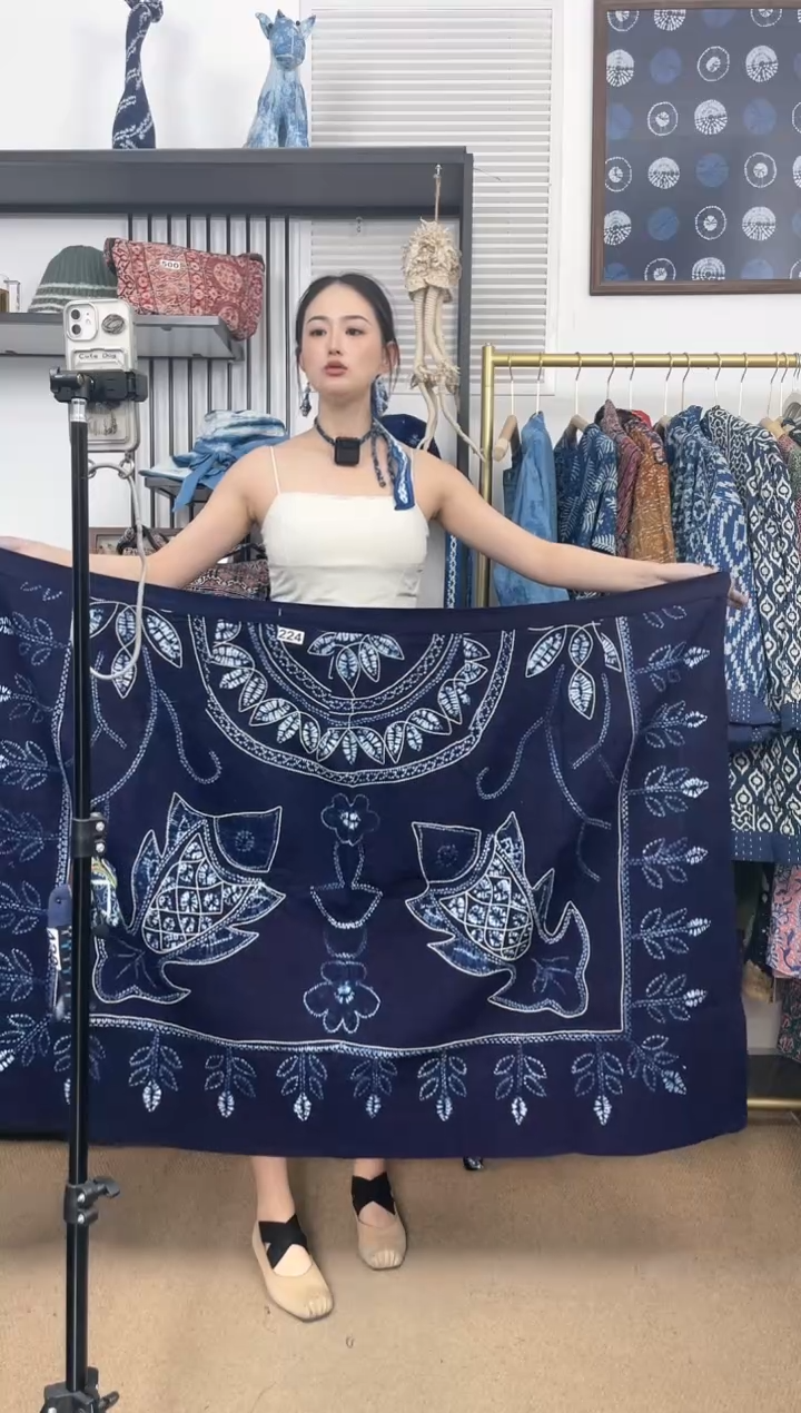 【闪购商品】鱼跃龙门白族非遗手工扎染裹裙90cm