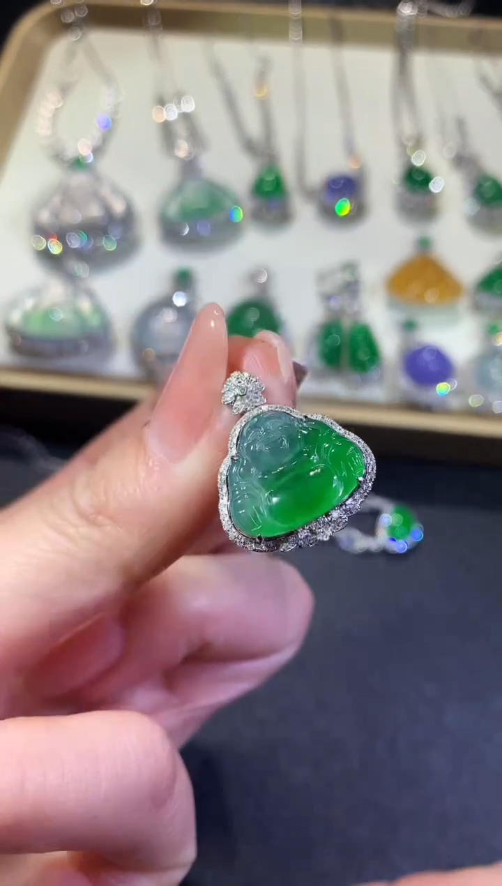 【闪购商品】翡翠吊坠(不含链)18K金镶嵌11-佛公