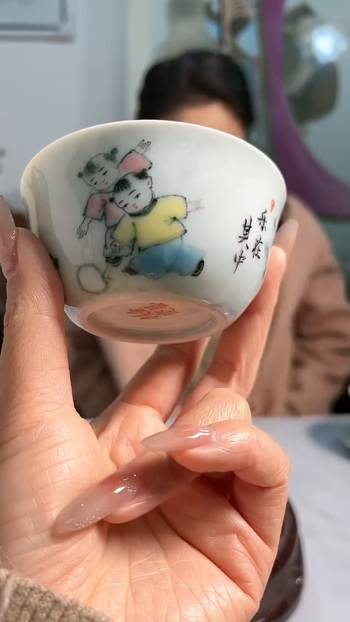 【闪购商品】官窑瓷画院012官窑瓷画院罗金枝童子鸡缸杯