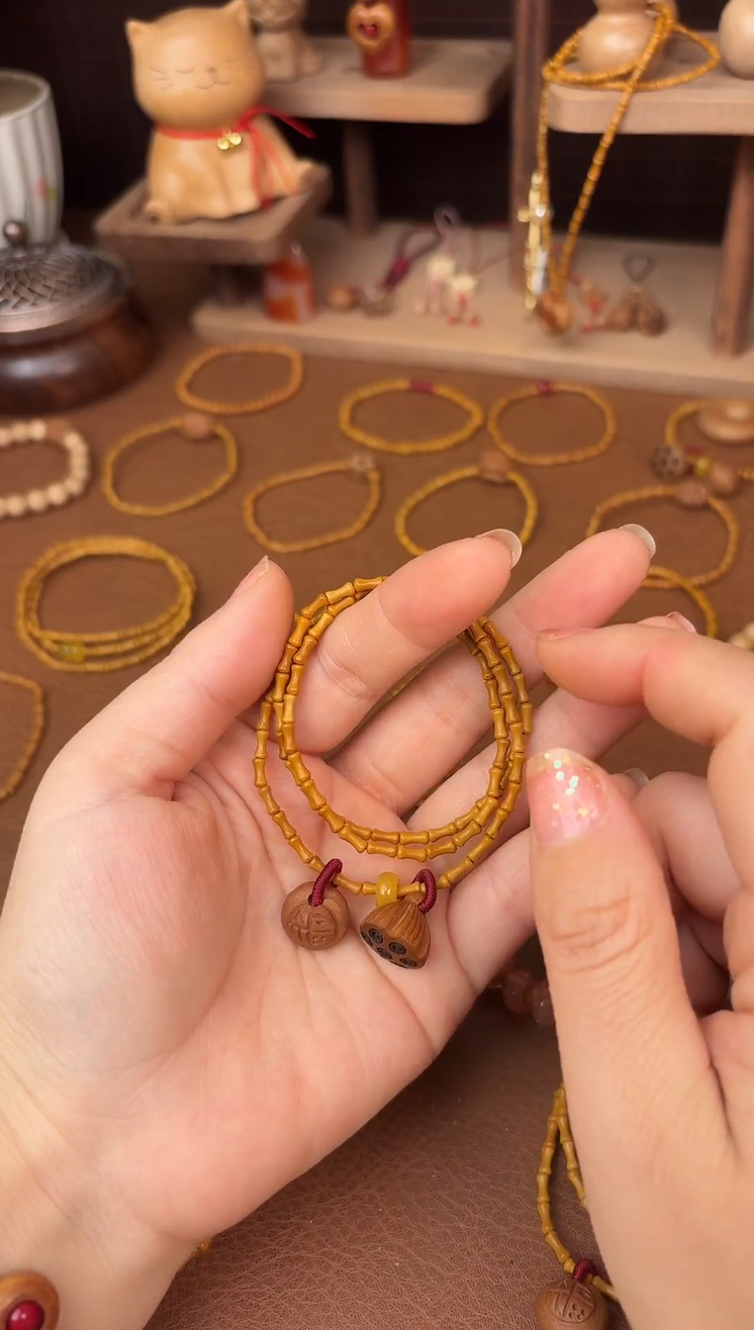 手串桃核三圈好运莲莲竹节跑环