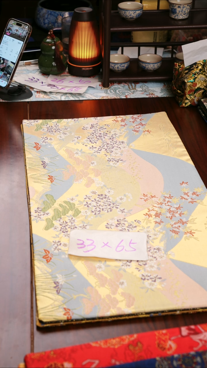 【西阵织湖光山色双面】中国风干泡织锦茶席33*65