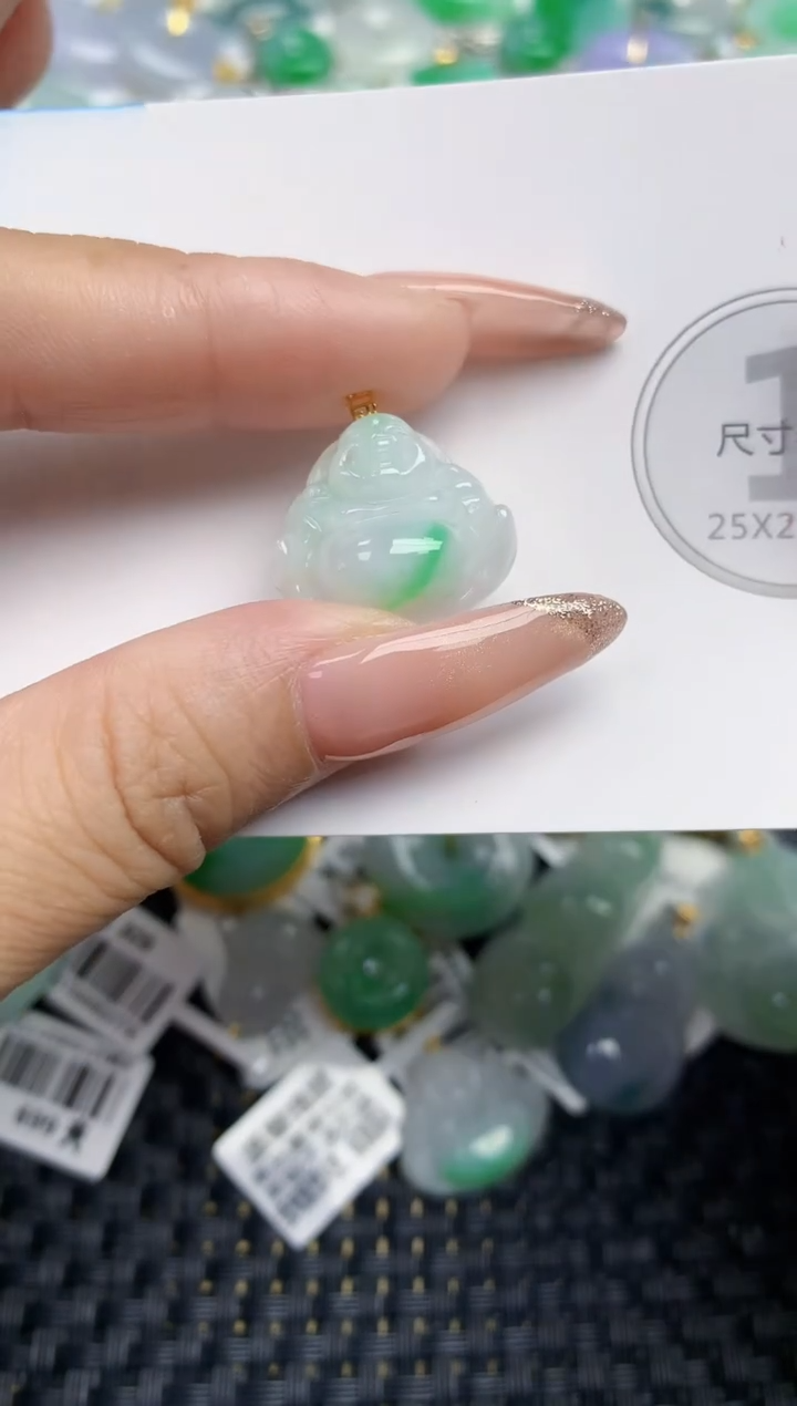 颈饰18K金镶嵌翡翠天然缅甸A货翡翠百元以上9元证书费自理