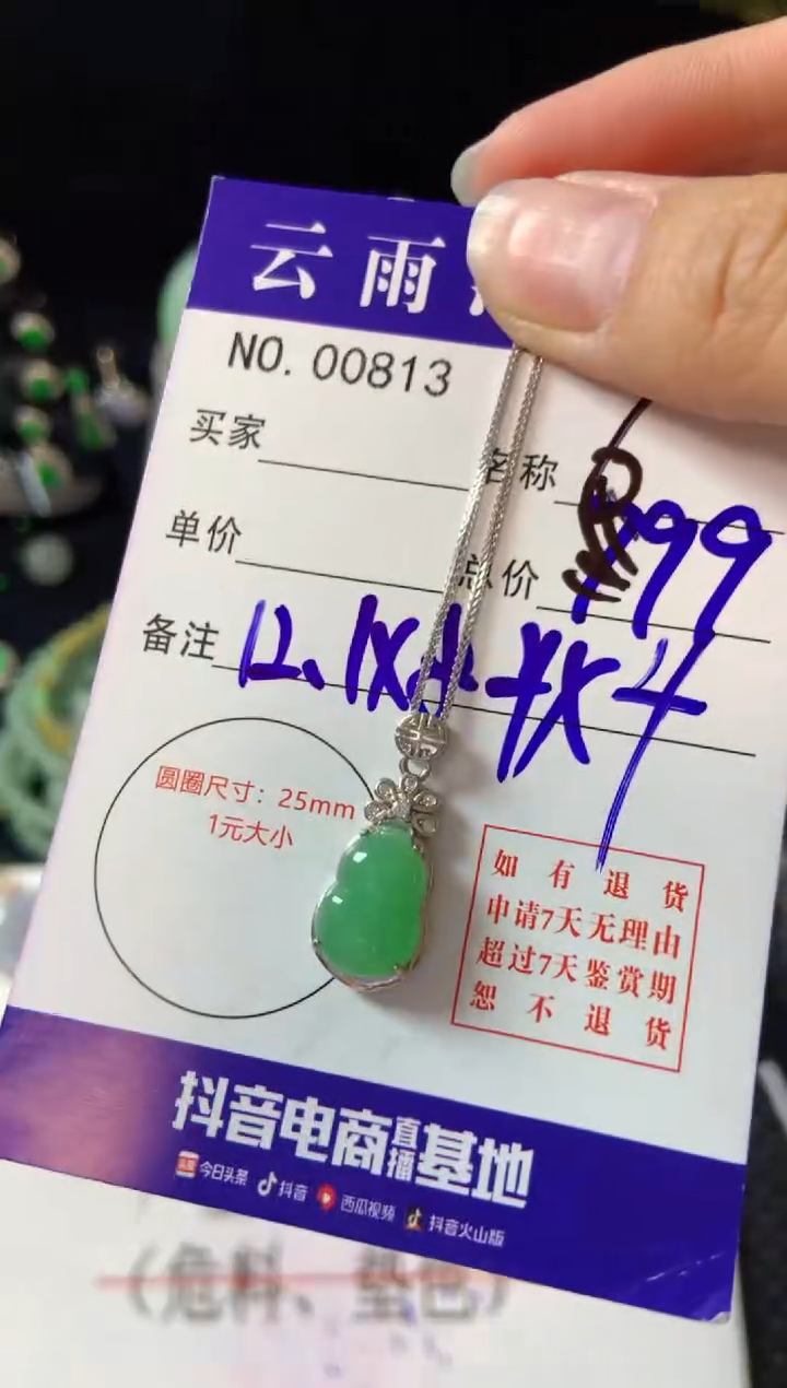 【闪购商品】翡翠颈饰银S925镶嵌翡翠