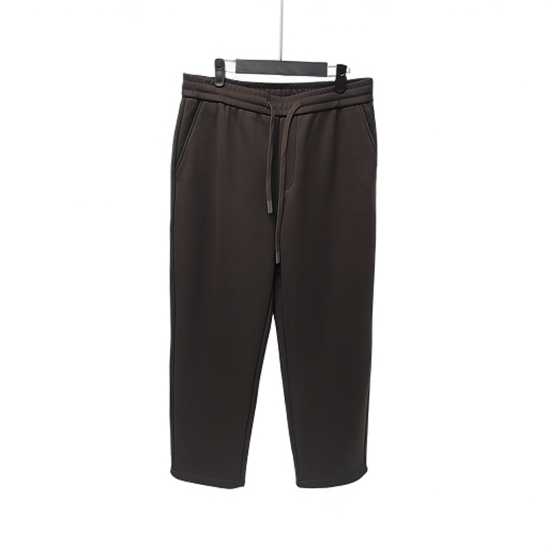 冬季加厚绒感弹力长裤宽松纯色松紧腰抽绳直筒休闲裤男款96092