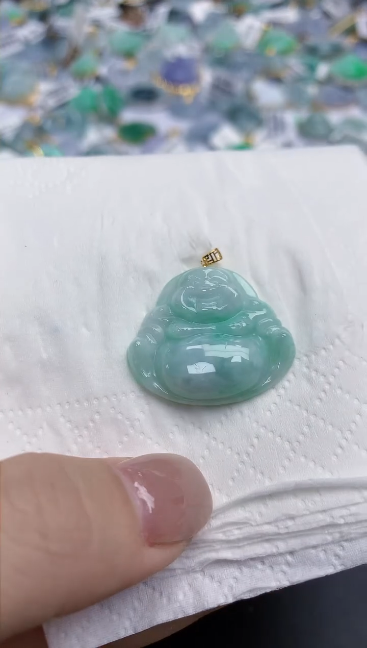 【闪购商品】翡翠颈饰18K金镶嵌天然缅甸翡翠A货