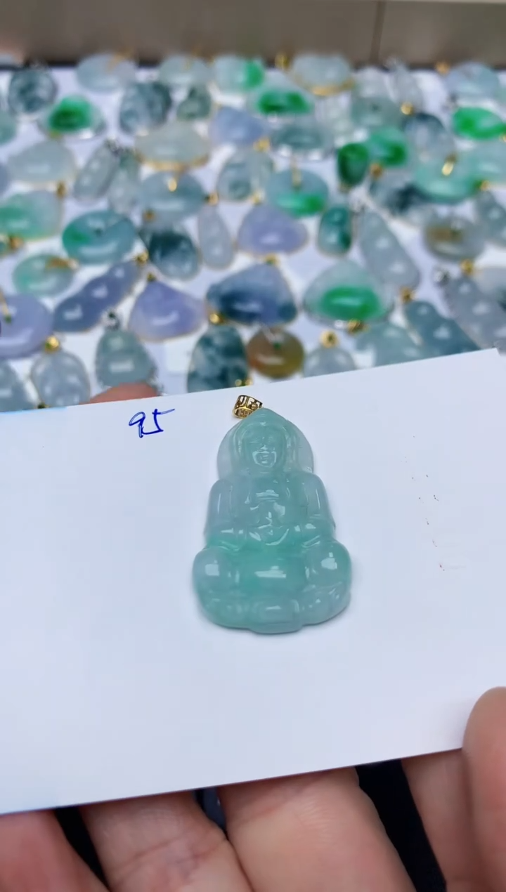 【闪购商品】翡翠颈饰18K金镶嵌天然翡翠A货   