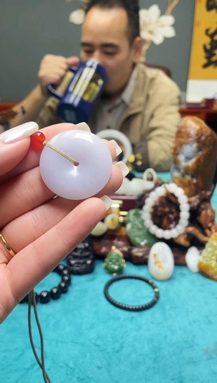 吊坠(不含链)未镶嵌翡翠军师玉雕翡翠平安扣吊坠