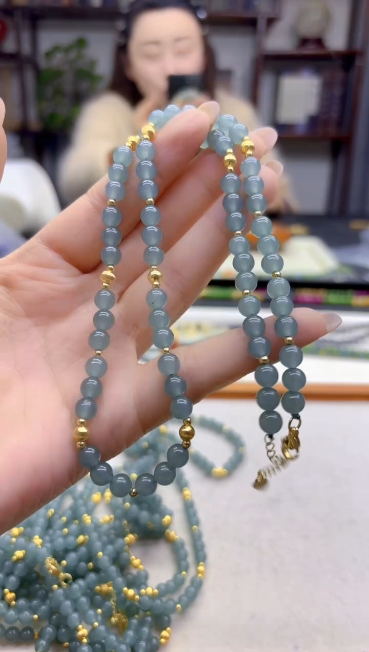 颈饰14K金镶嵌翡翠DIY款X735