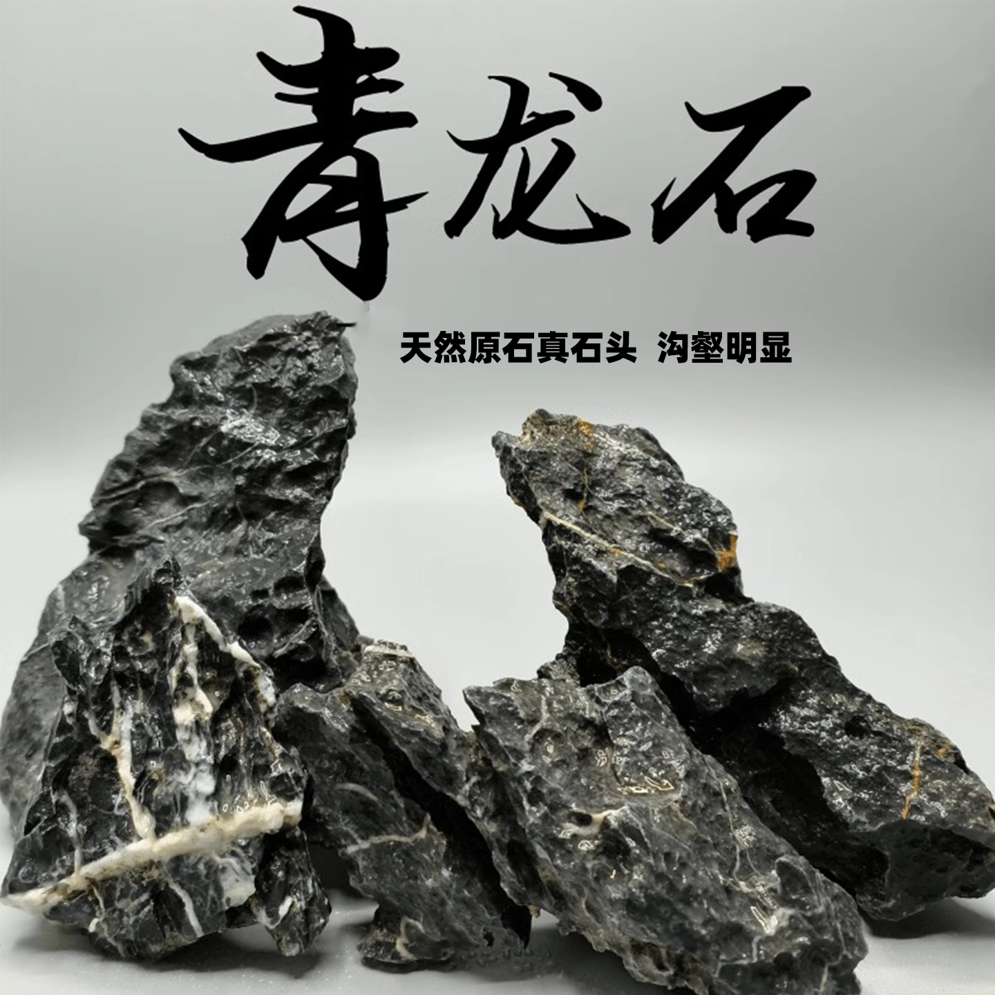 青龙石松皮石多种石鱼缸展示石天然真石头草缸假山小块盆景微景观