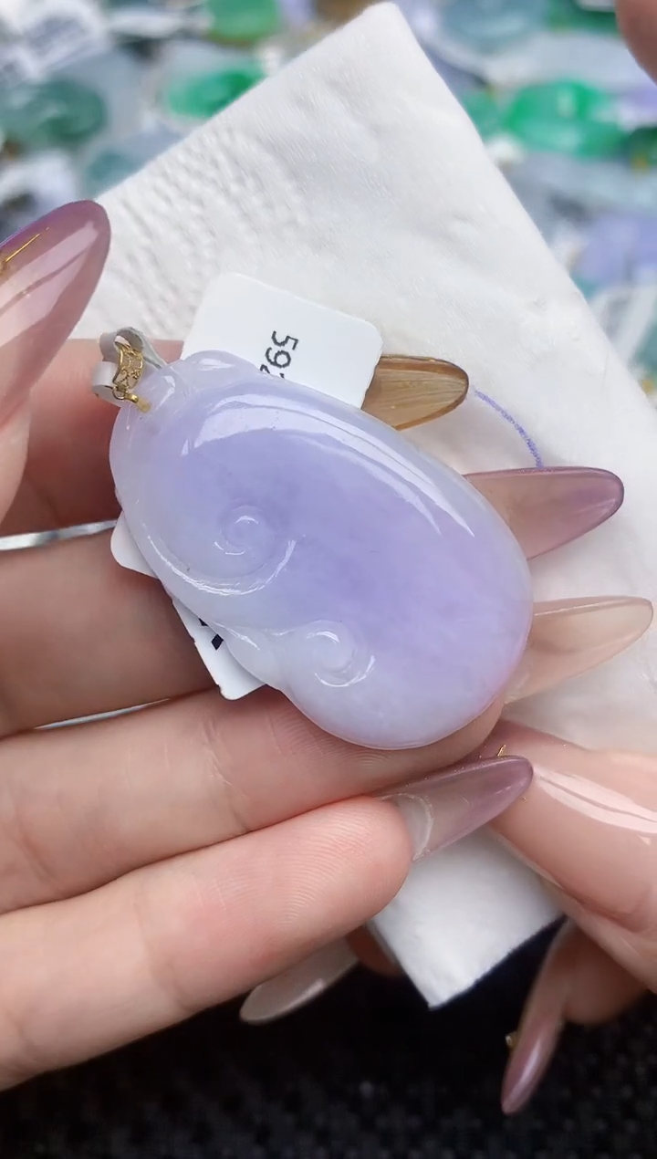 翡翠18K金镶嵌颈饰376   天然翡翠A货  百元以上9米证书费自理