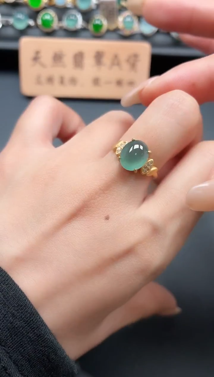 银S925镶嵌戒指翡翠11