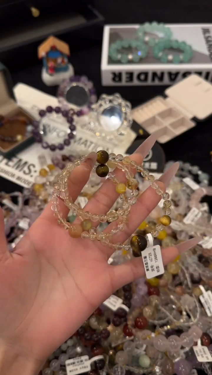 合金手链水晶黄塔晶三圈x2725