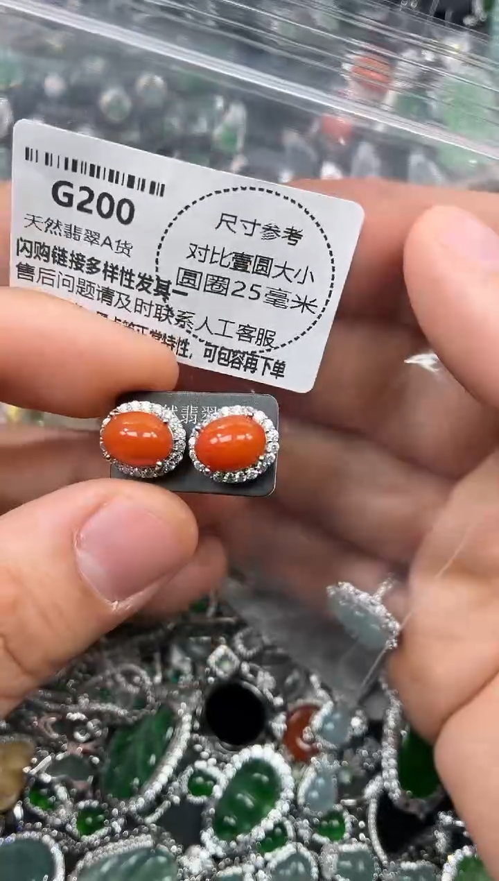 颈饰未镶嵌翡翠G200耳钉