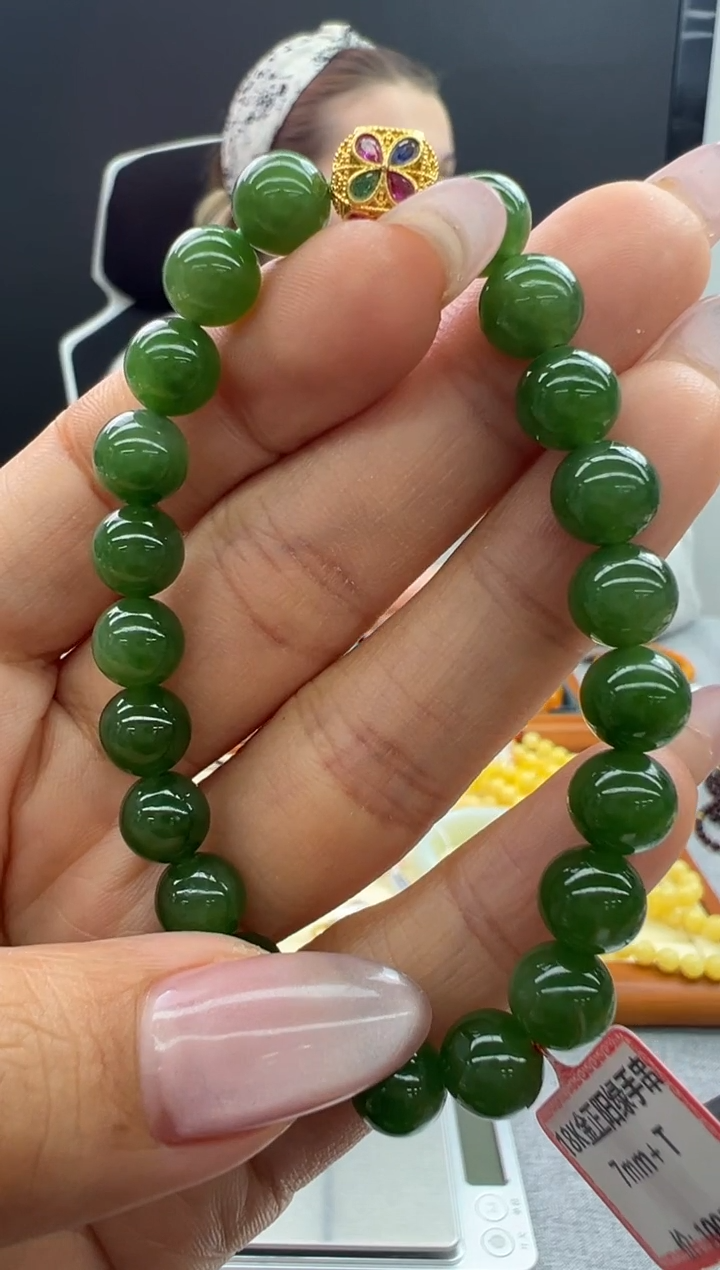 【闪购商品】和田玉（碧玉）手链未镶嵌127秒拍号