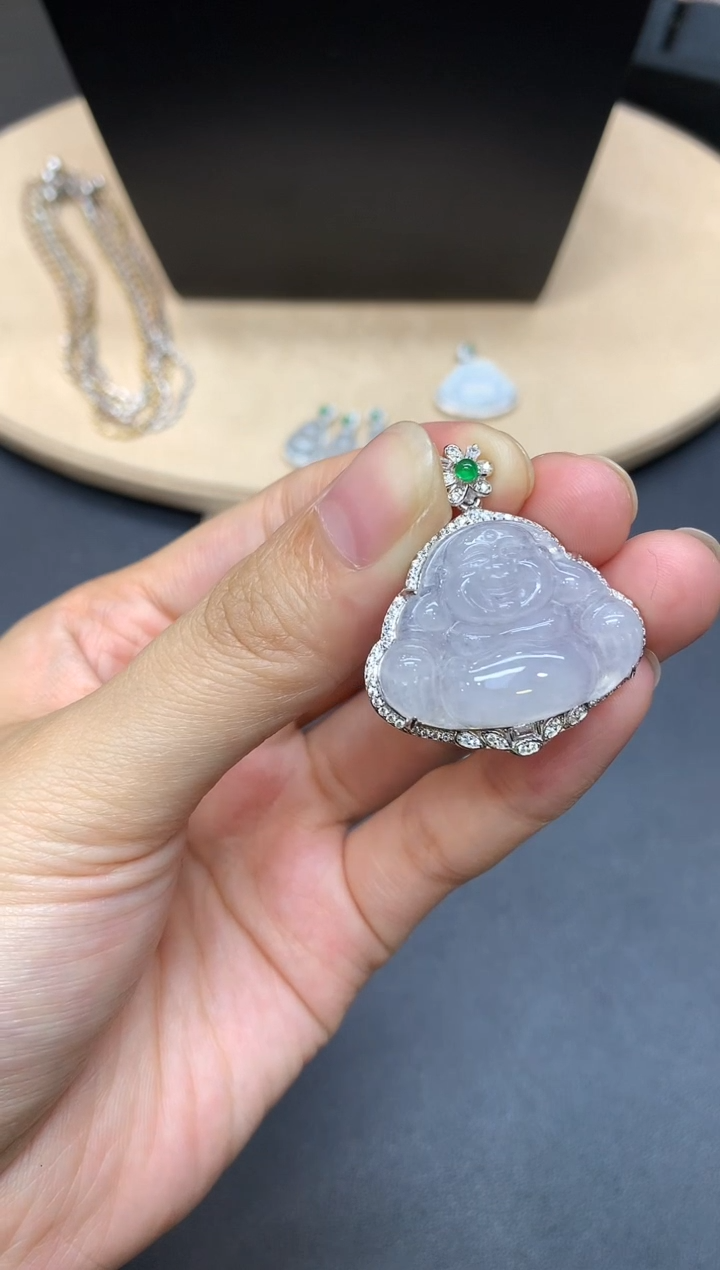 【闪购商品】翡翠吊坠(不含链)银S925镶嵌佛公【多样性发其一】