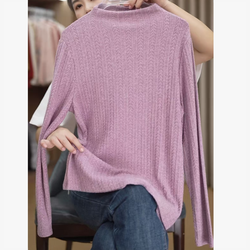 304#【木兮兮专属】2026春季新款半高领纯色洋气时尚女士百搭针织衫
