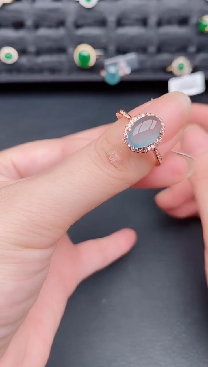 银S925镶嵌戒指翡翠天然a货翡翠205