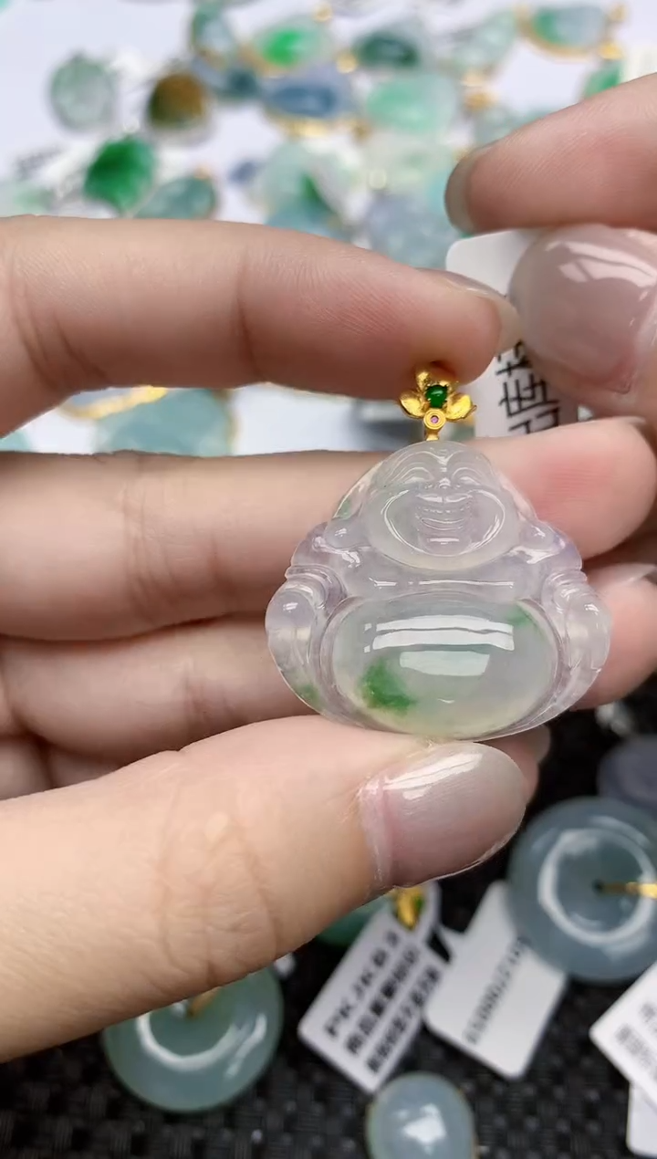 【闪购商品】翡翠颈饰18K金镶嵌天然翡翠A货