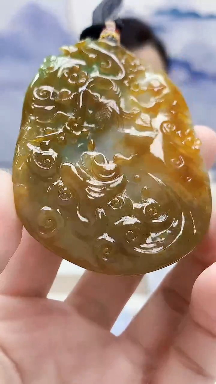 未镶嵌定制翡翠5160lr-毛货挂件40