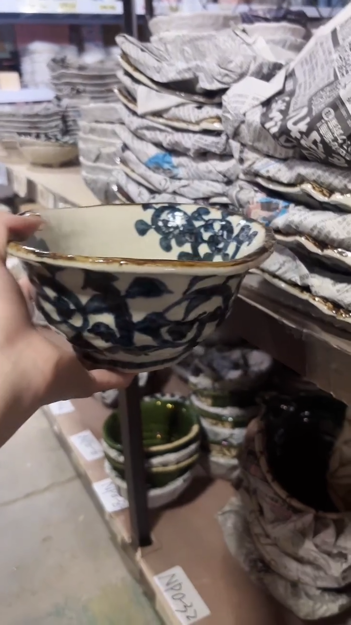 陶瓷唐草19cm变形面碗一个